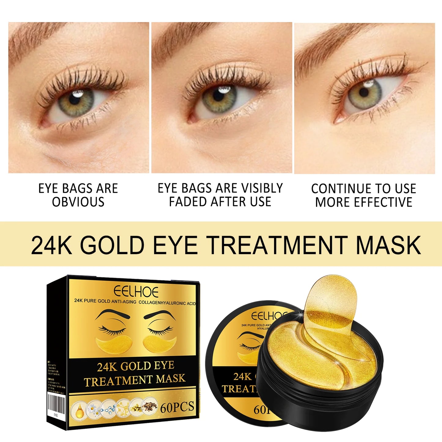 Golden Collagen & Hyaluronic Acid Eye Masks (60pcs)
