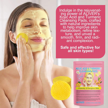 Turmeric & Kojic Acid Cleansing Pads - 40PCS Facial Cleansing Pads