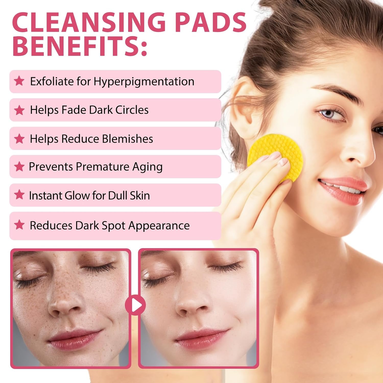 Turmeric & Kojic Acid Cleansing Pads - 40PCS Facial Cleansing Pads